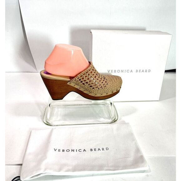 Veronica Beard Shoes Clog Mule Woven Leather Hardie Studded US 8.5 EU 38.5 NEW - Picture 1 of 16